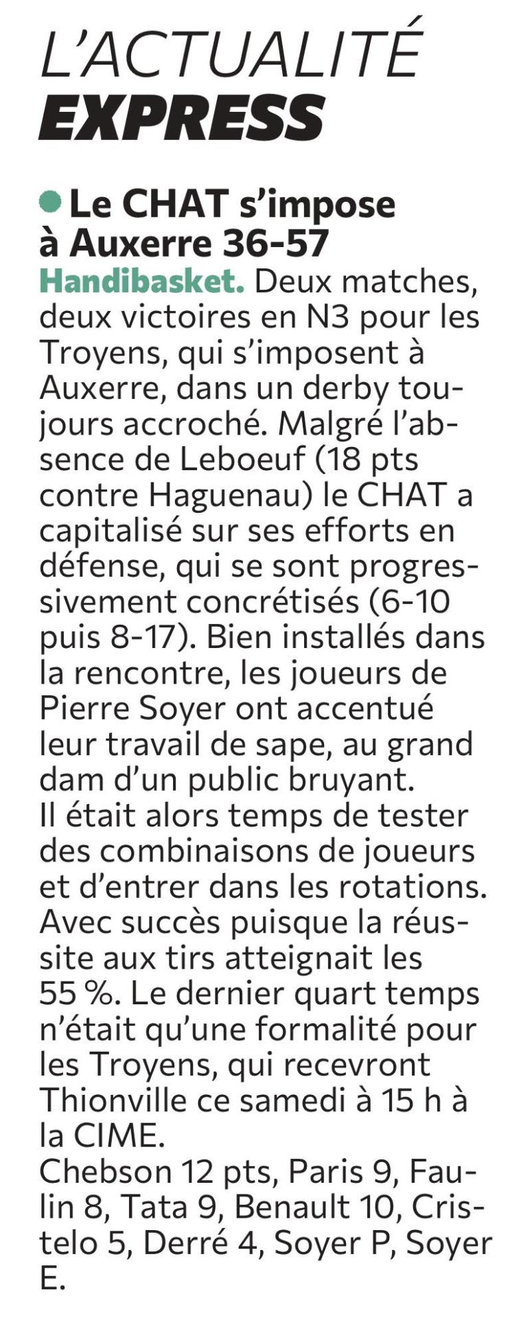 Match Basket Auxerre N3 8/11