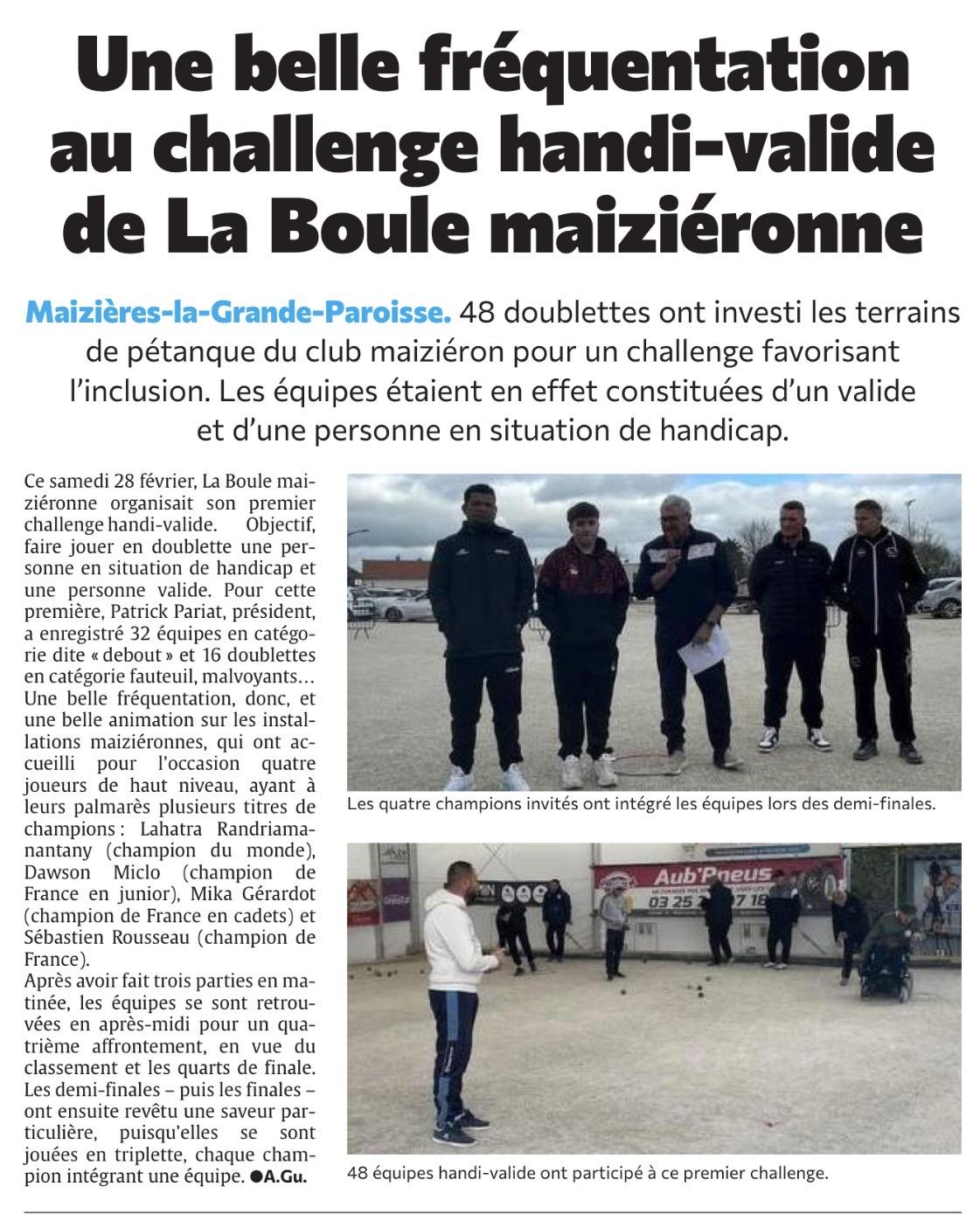 Challenge handi valide de la Boule maiziérone